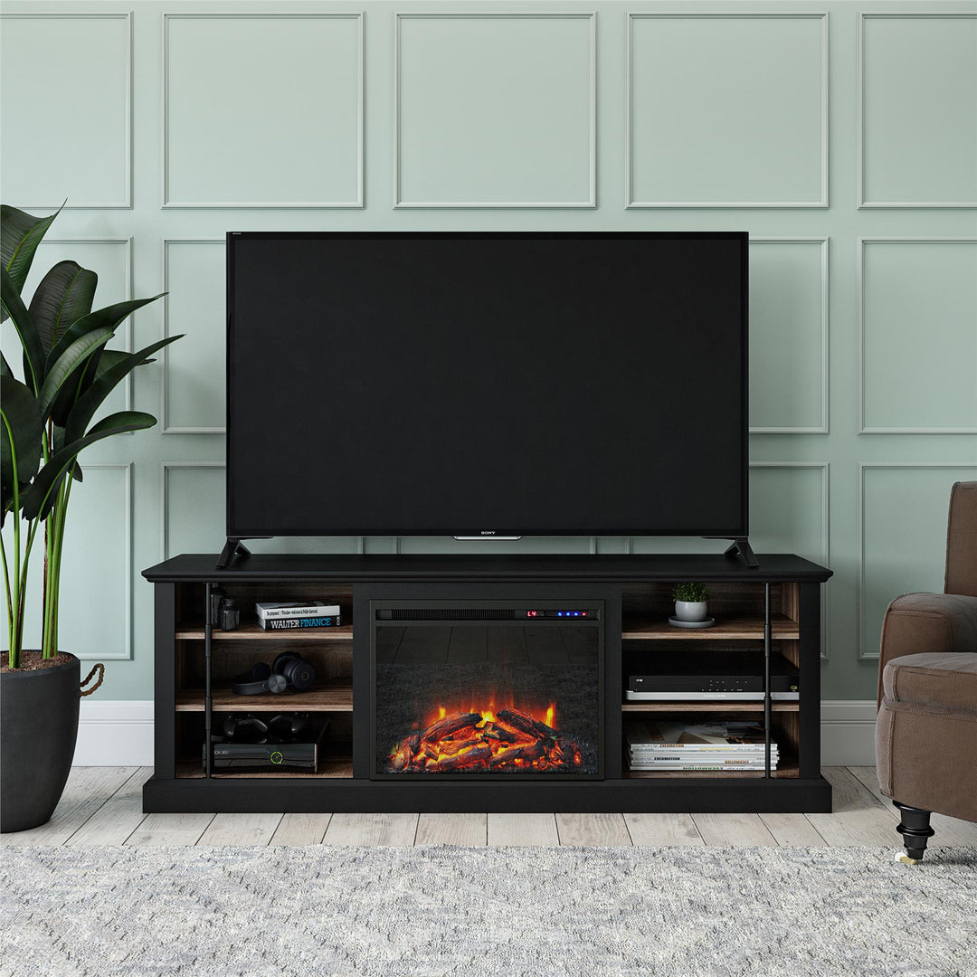 Hoffman TV unit with fireplace -  Black