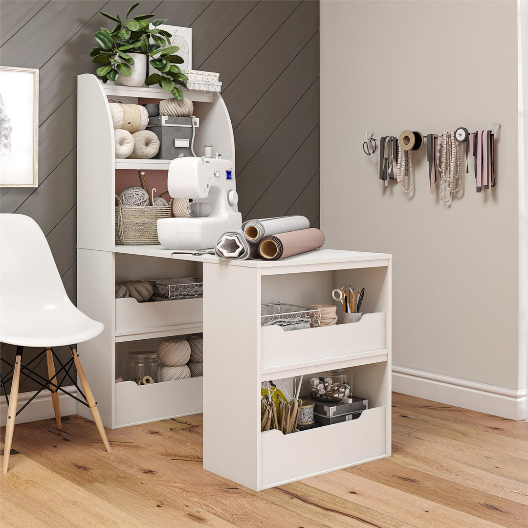 storage desk with 6 shelves - White