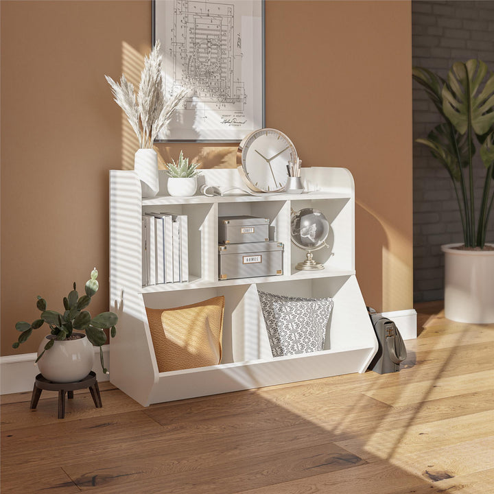 toy box with bookshelf - White