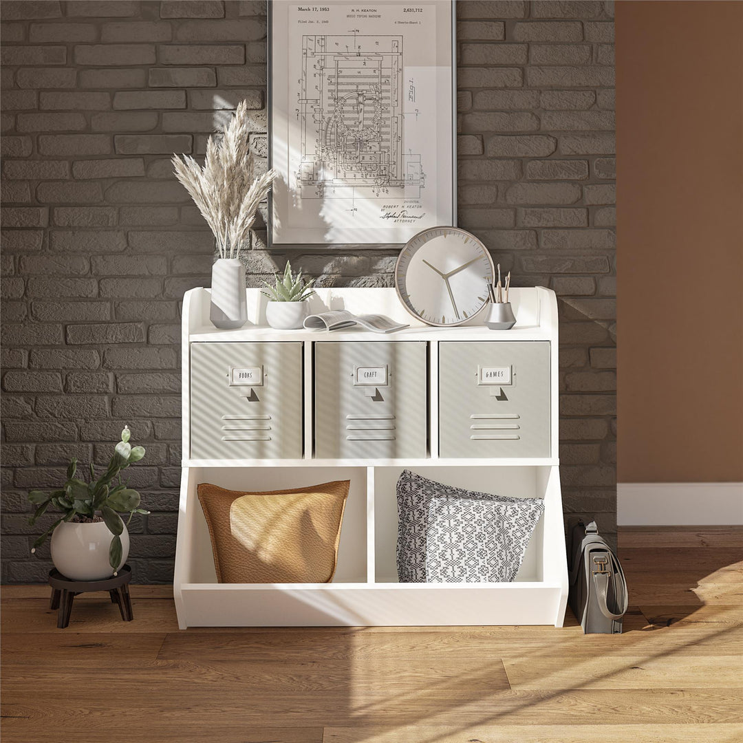 bookcase with toy box compartments - White