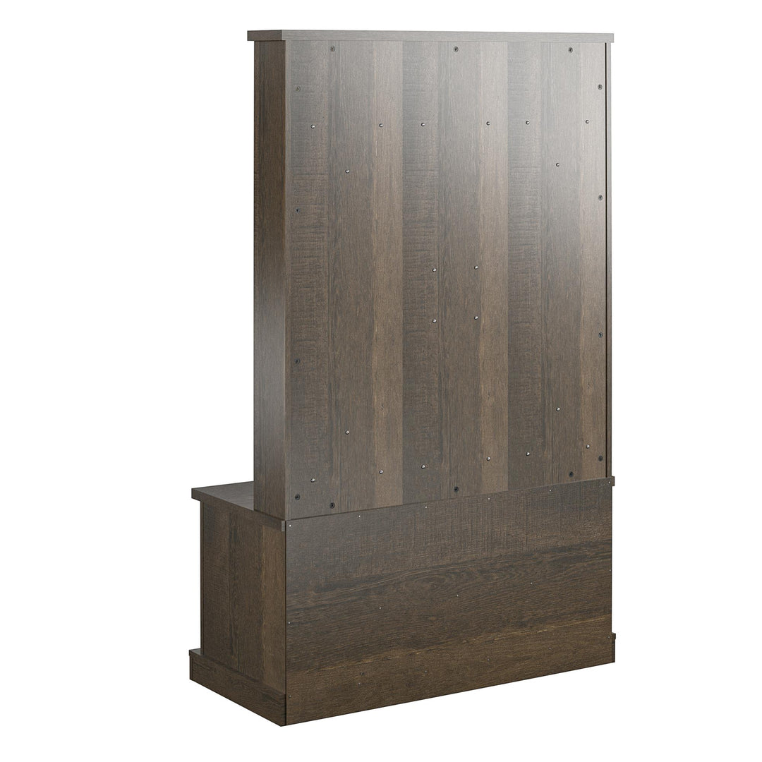 hallway storage bench with hooks - Brown Oak