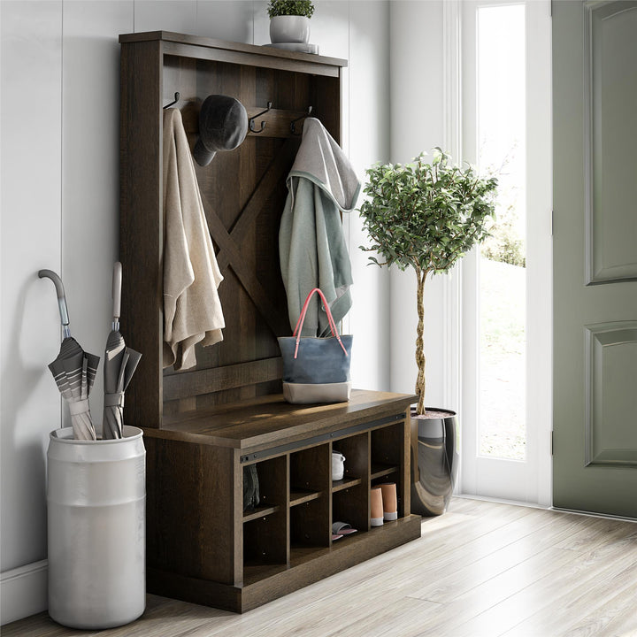 mudroom benches - Brown Oak