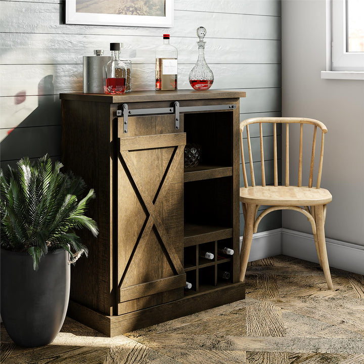 bar unit with wine storage - Brown Oak