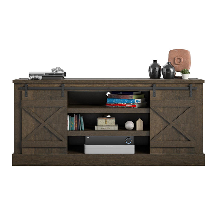 70-inch sliding door TV stand -  Brown Oak