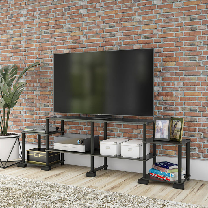 Six shelf TV console for 50" TVs -  Black Oak