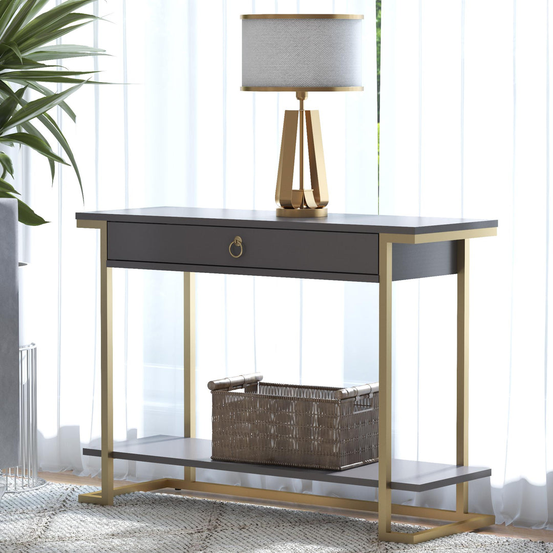 CosmoLiving Camila console table styling -  Graphite Grey