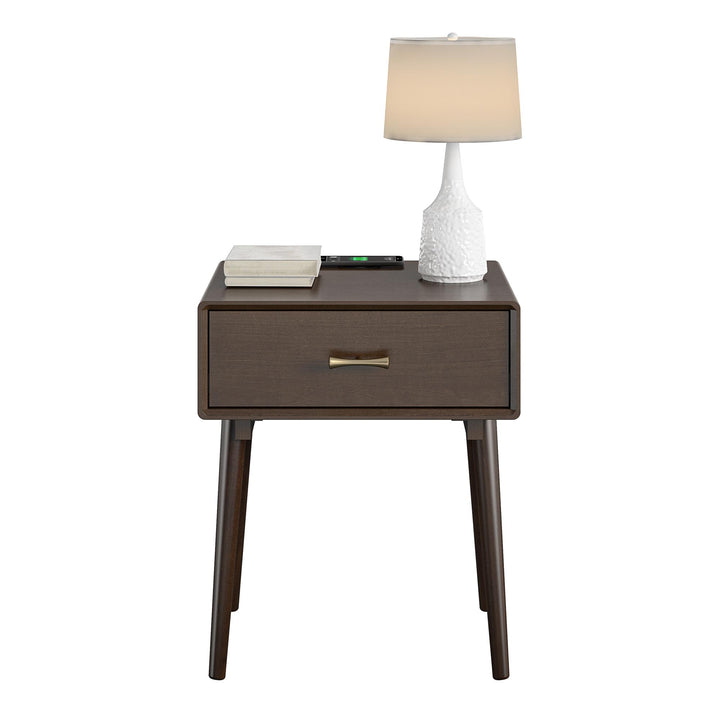 Brittany nightstand with shelf -  Florence Walnut
