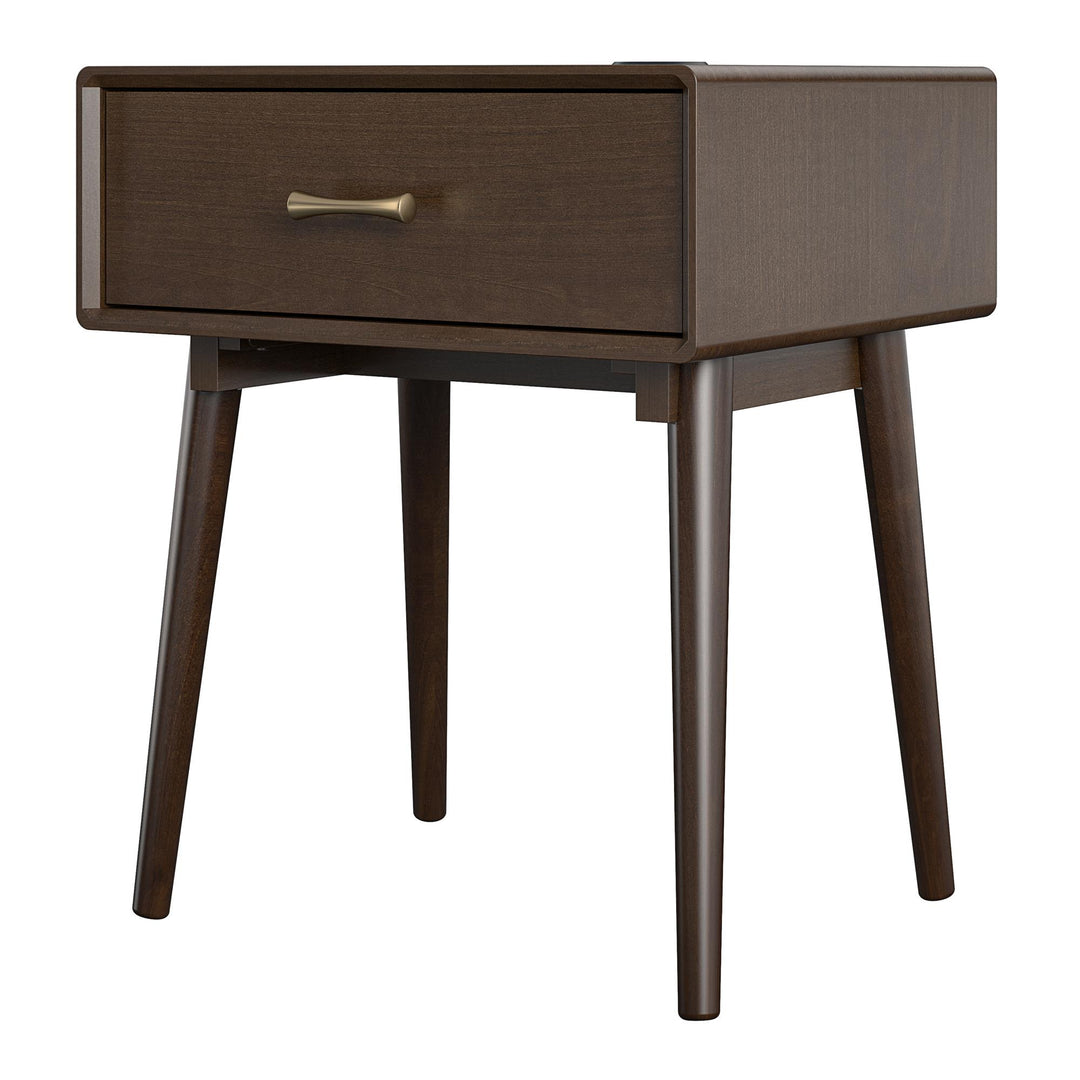 Brittany nightstand with metal handles -  Florence Walnut