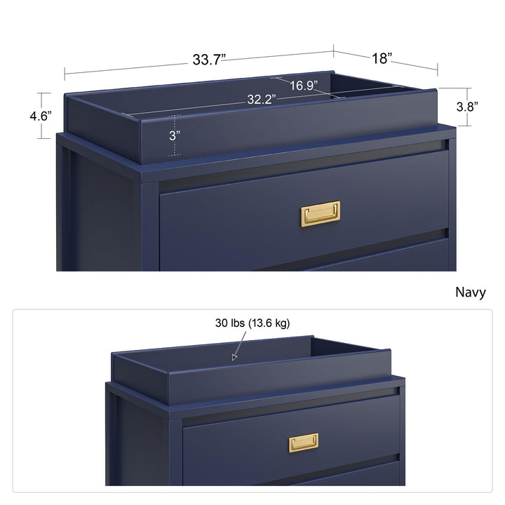 Haven Navy Changing Table Dresser Topper -  Navy