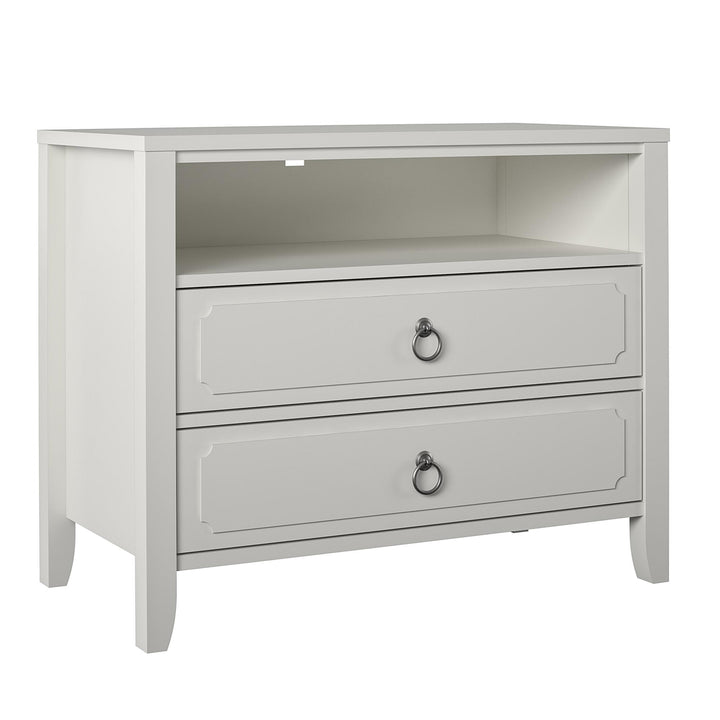 night stand with 2 lower drawers - White