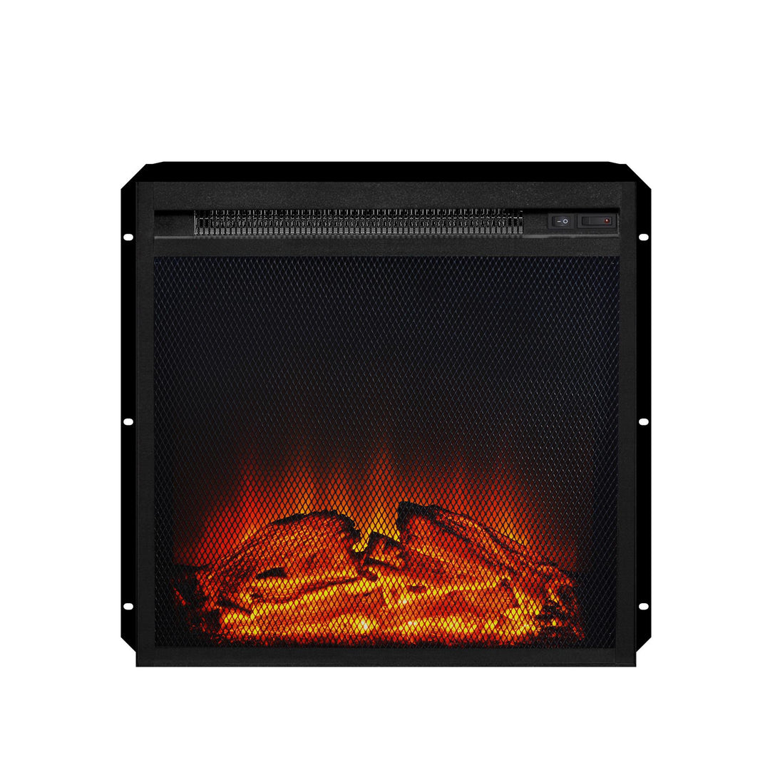 18 Inch x 18 Inch Mesh Front Electric Fireplace Insert with Realistic Flame  -  Black