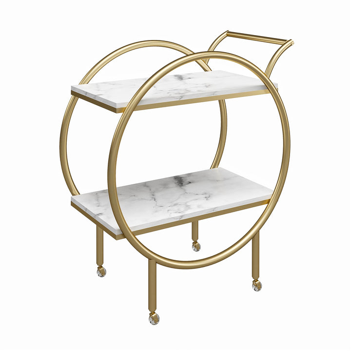 Cosmopolitan Amelia Round Bar Cart -  White marble