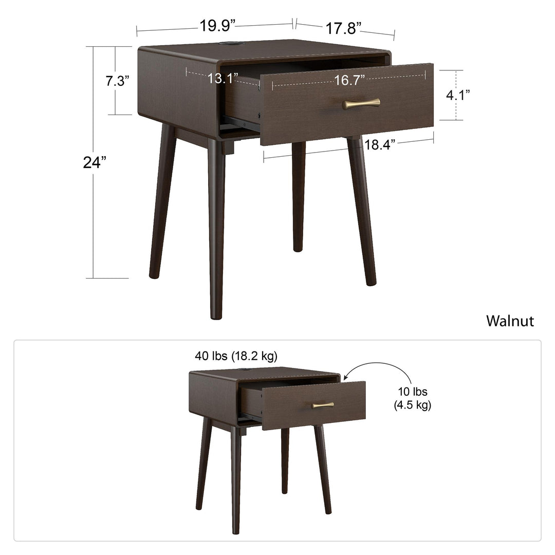 Brittany 1 Drawer Nightstand  -  Florence Walnut