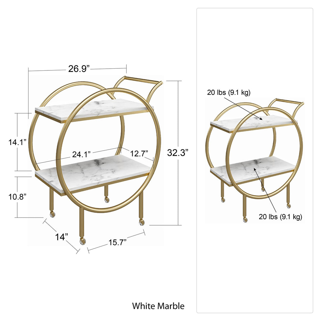 Modern White Marble Bar Cart -  White marble