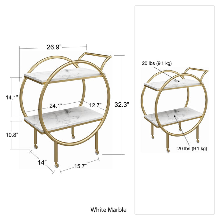 Modern White Marble Bar Cart -  White marble