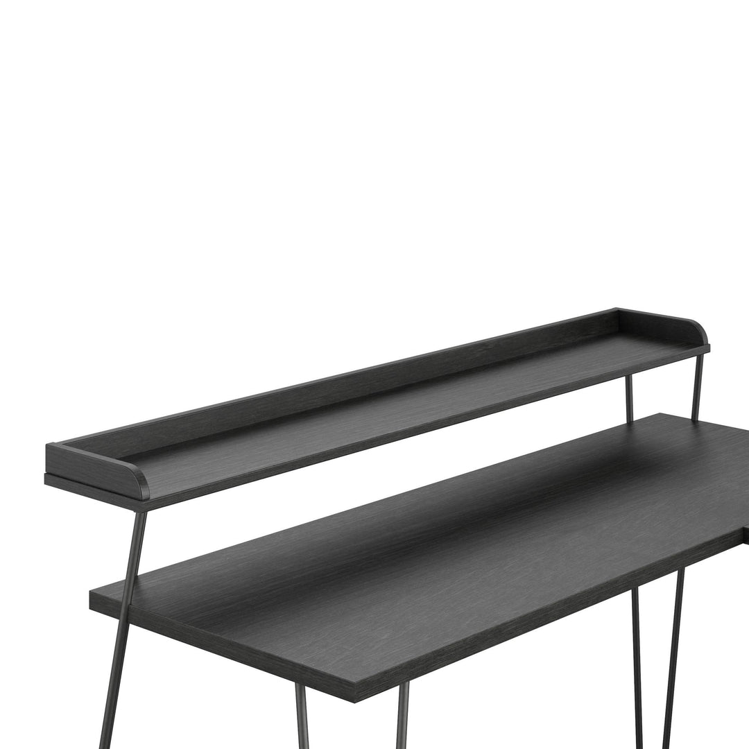 Haven Retro Desk with Metal Hairpin Legs -  Black Oak