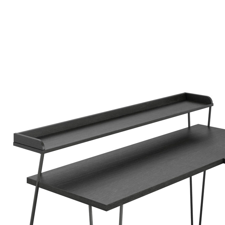 Haven Retro Desk with Metal Hairpin Legs -  Black Oak