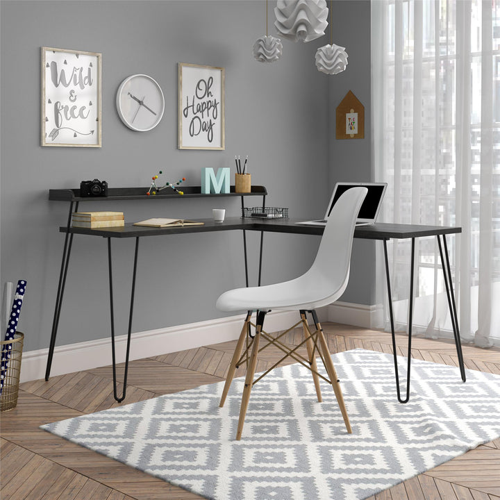Haven Retro Computer L Desk -  Black Oak
