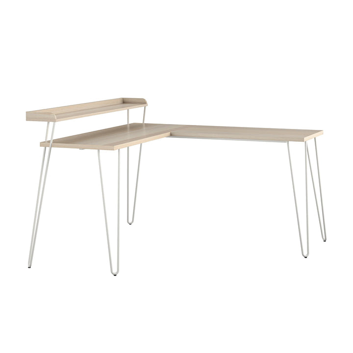 Haven Retro Desk with Hairpin Legs for Home -  Natural/White