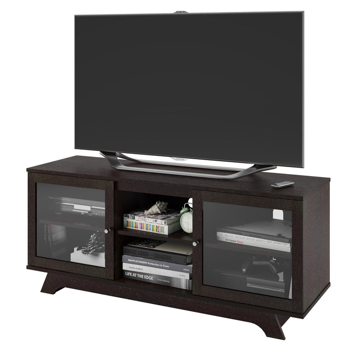TV stand with glass doors -  Espresso
