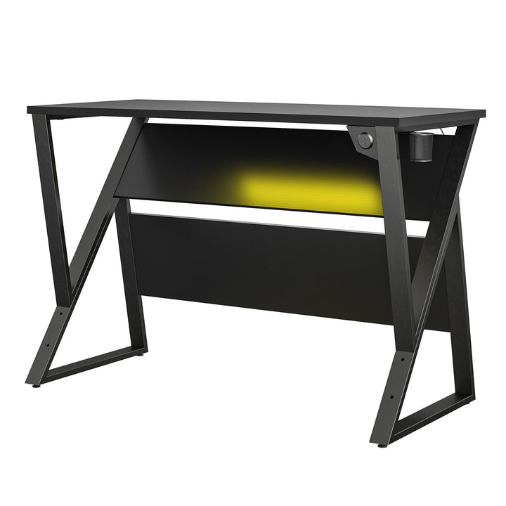 Height Adjustable Desk with LED Lights for Gamers -  Black
