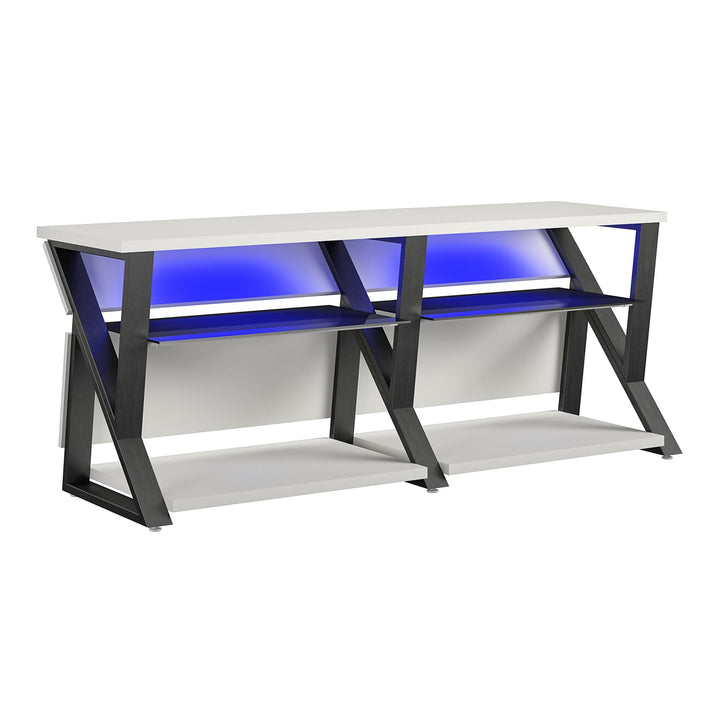 Genesis Gaming TV Stand for TVs up to 70 Inch with LED Lights - White