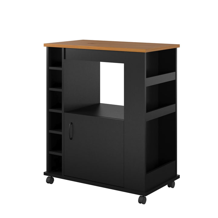 Williams Mobile Kitchen Cart with Wine Bottle Storage - Black