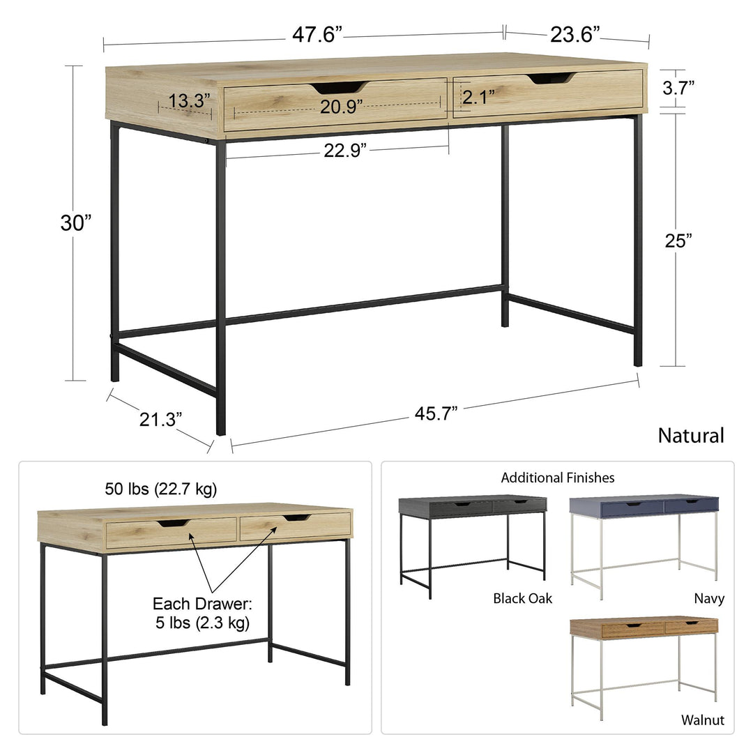 contemporary computer desk with drawers - Natural