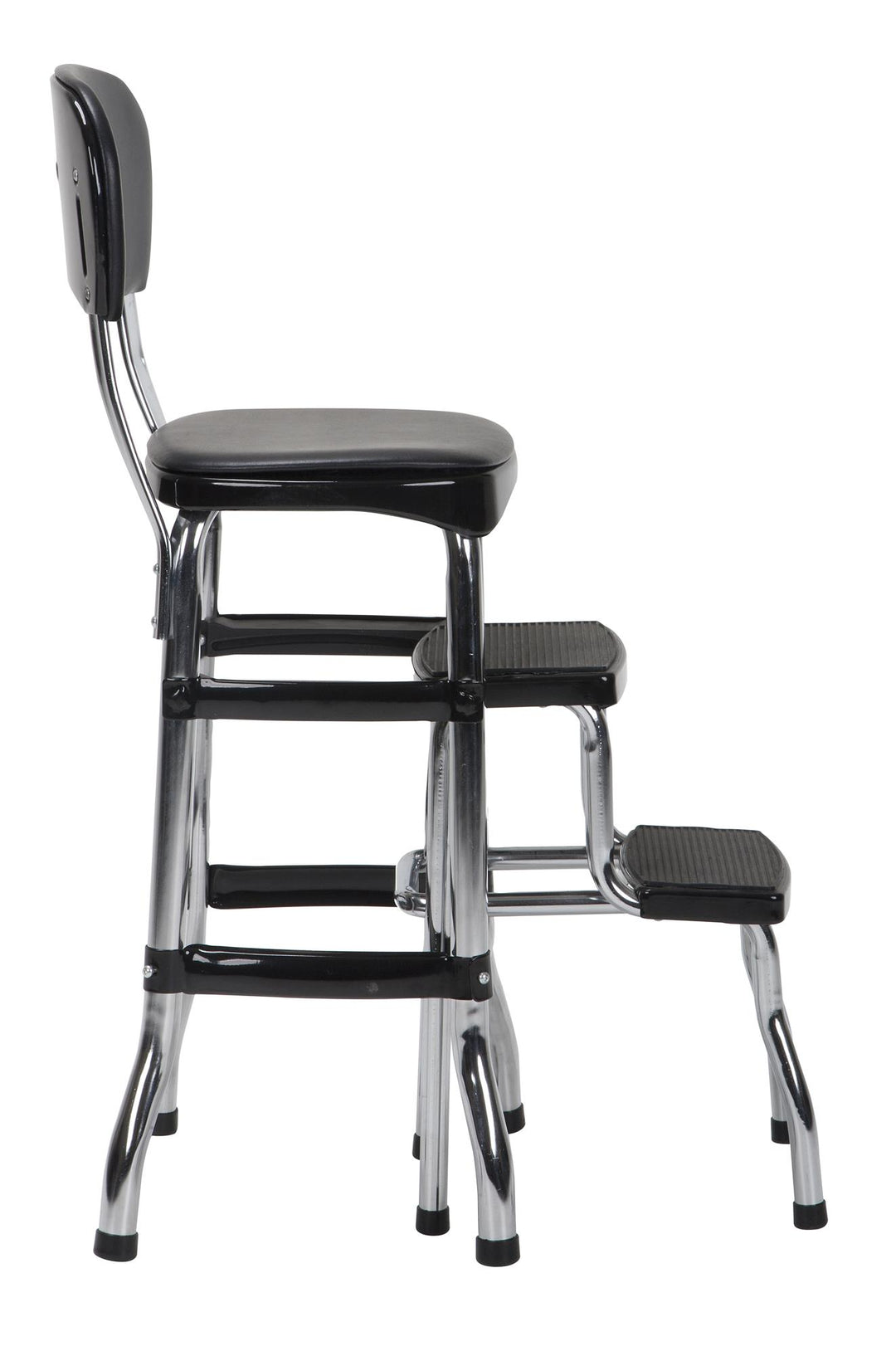 Stylaire Chair and Pull-Out Step Stool -  Black 