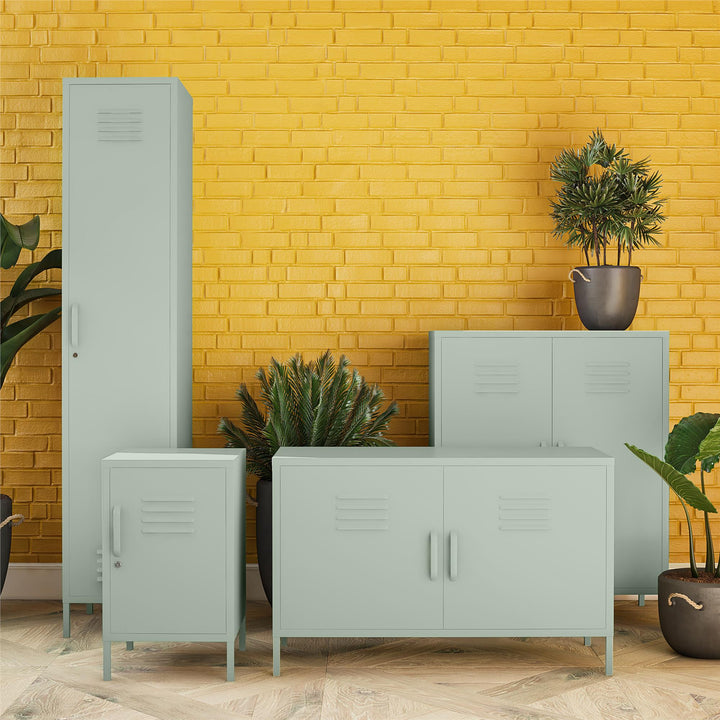 Metal accent cabinet with 2 shelves - Pale Green