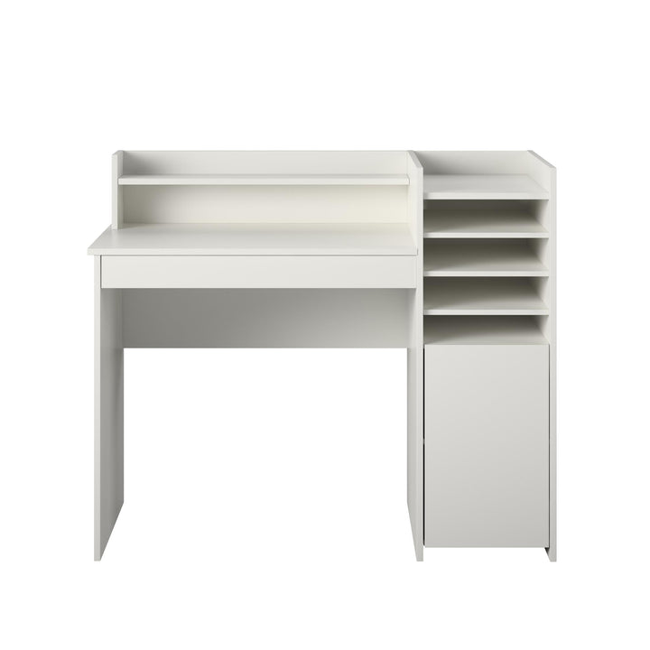 Arleta Craft Desk with Storage Hutch and 5 Open Shelf Cubbies  -  White