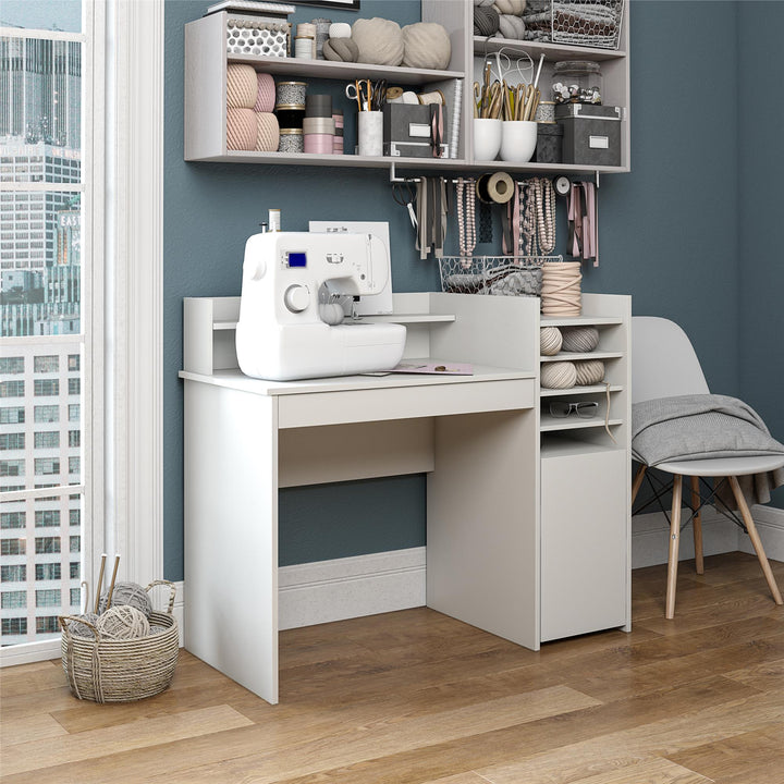 Desk with 5 open cubbies -  White