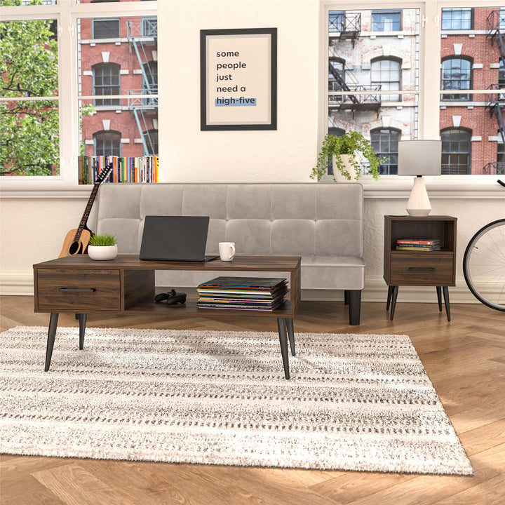 Compact and efficient coffee table with storage - Florence Walnut
