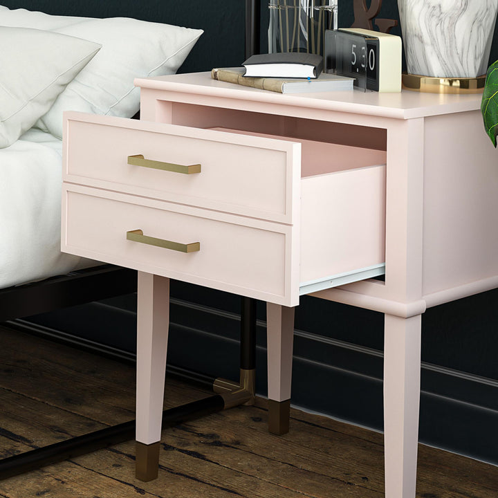 Elegant 2 Drawer Nightstand -  Pink