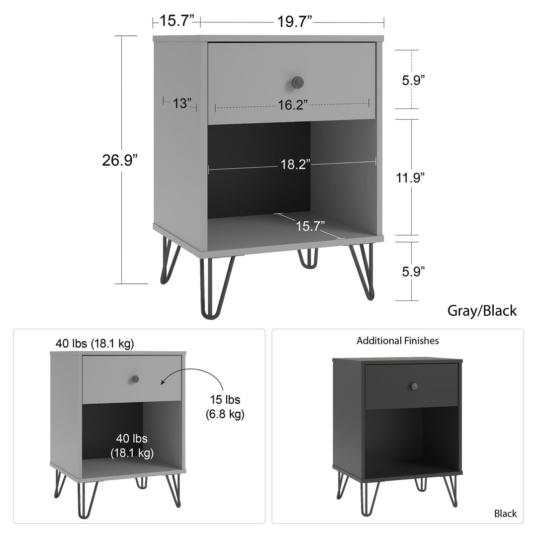 Owen Nightstand with Modern Design -  Black