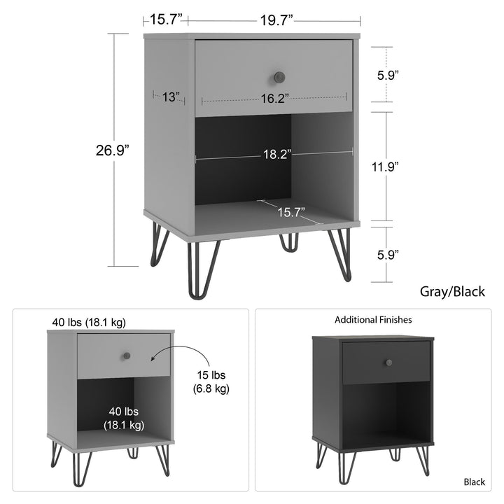 Owen Nightstand with Modern Design -  Black