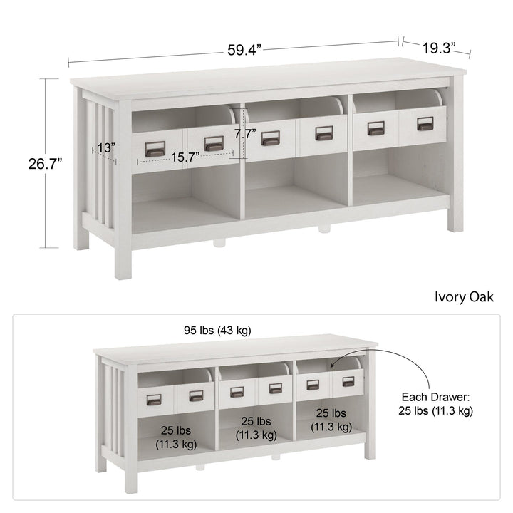 Contemporary Adams TV stand for living room -  Ivory Oak