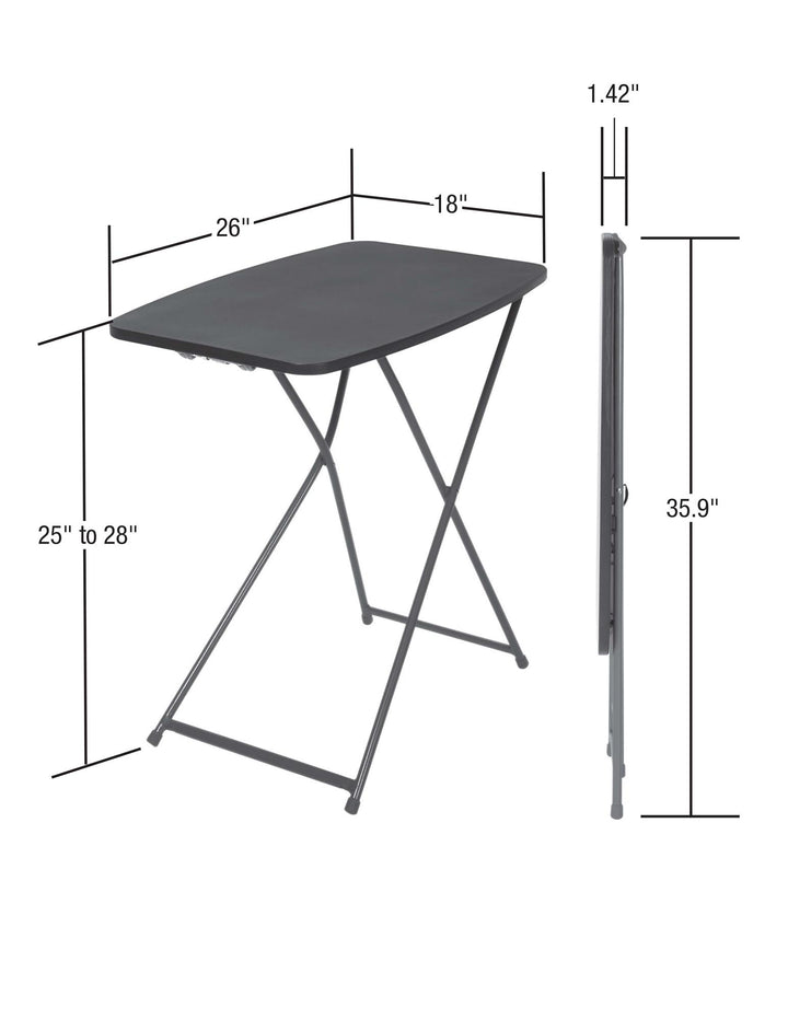 Multi-Functional, Adjustable, Personal Folding Activity Table - Black - 2-Pack