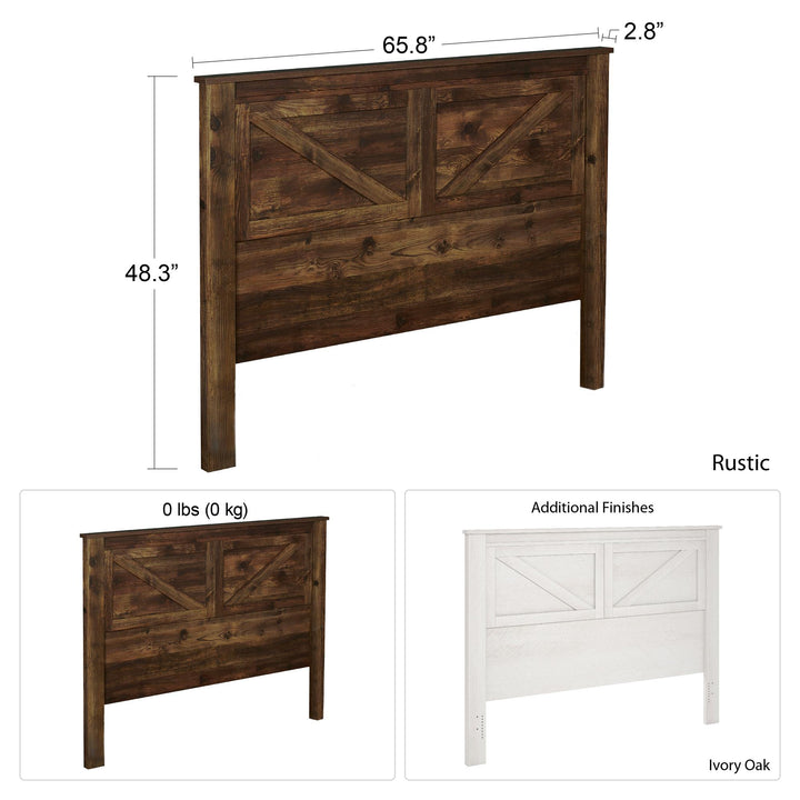 Farmington Rustic Farmhouse Queen Headboard with Decorative Panels - Rustic
