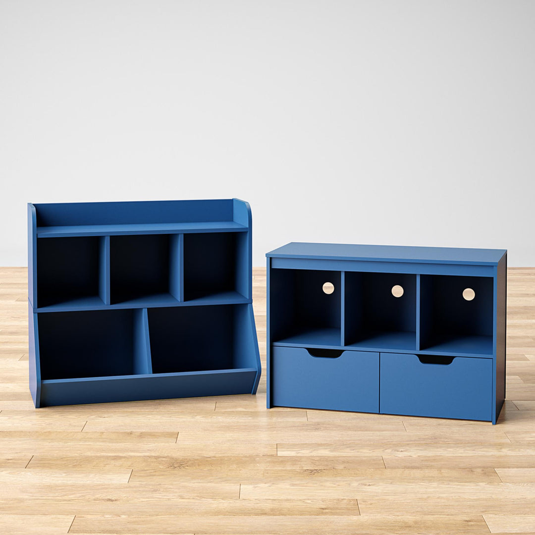 3 open cubbies with 2 drawers - Navy