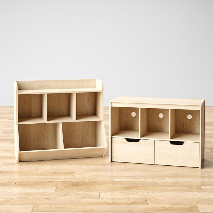 toy chest with bookshelf - Blonde Oak