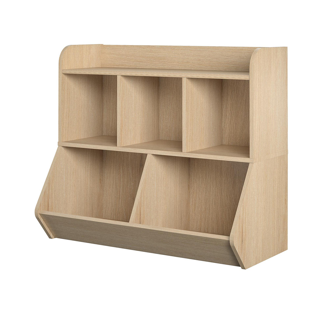 toy organizer with bookshelf - Blonde Oak