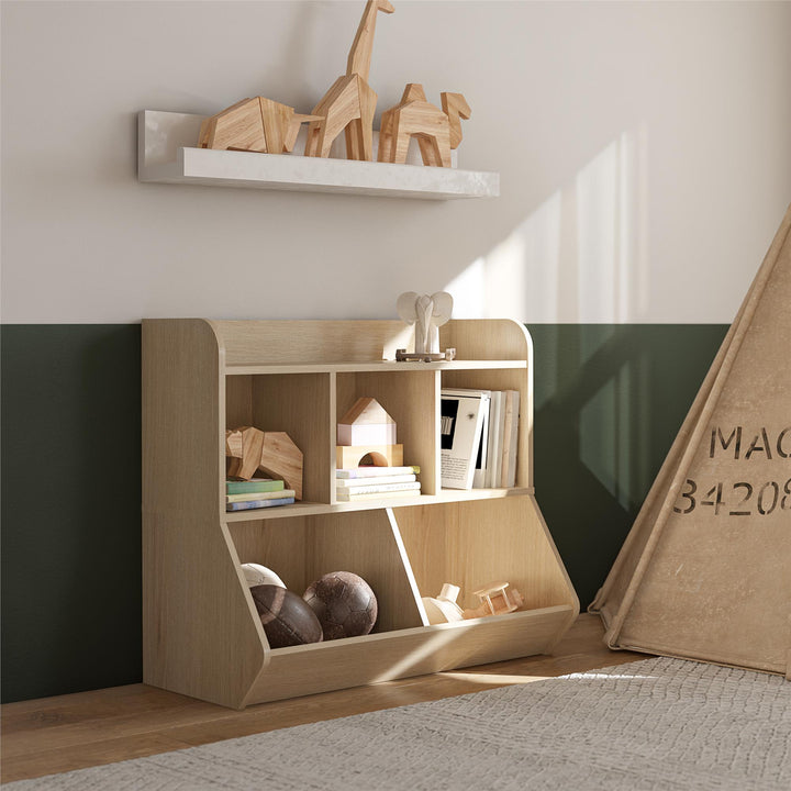 toy box with bookshelf - Blonde Oak