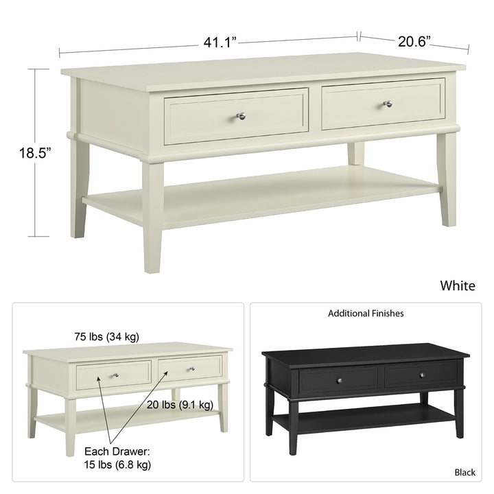 Modern Franklin Coffee Table with Drawers -  Black