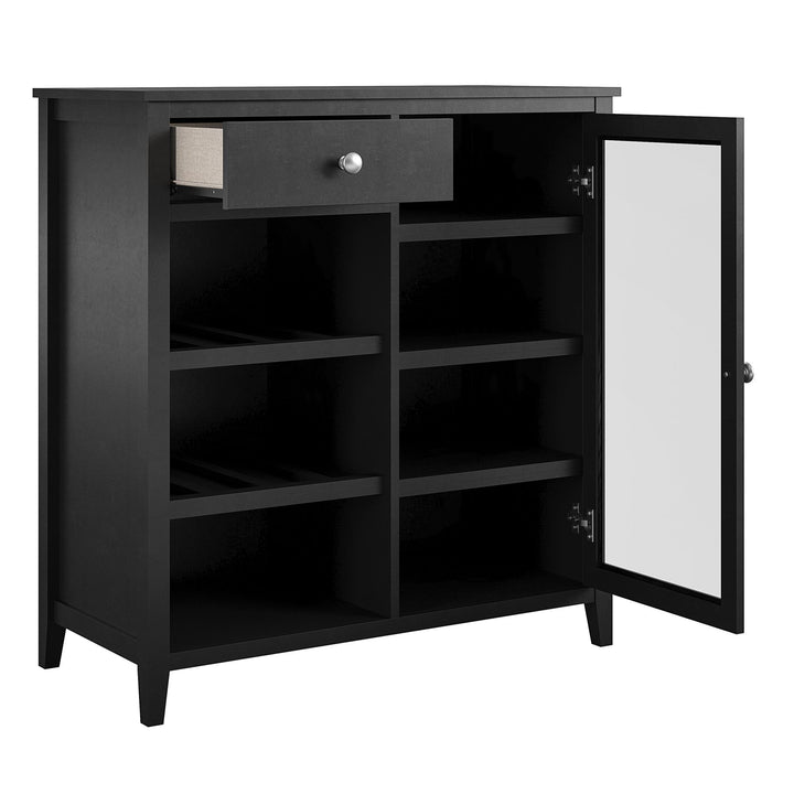Luxury bar cabinet with glass detailing -  Black