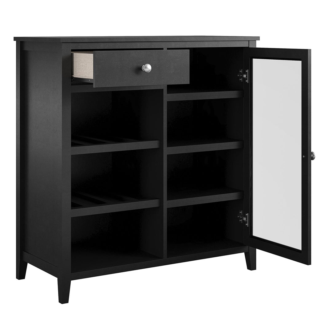 Luxury bar cabinet with glass detailing -  Black