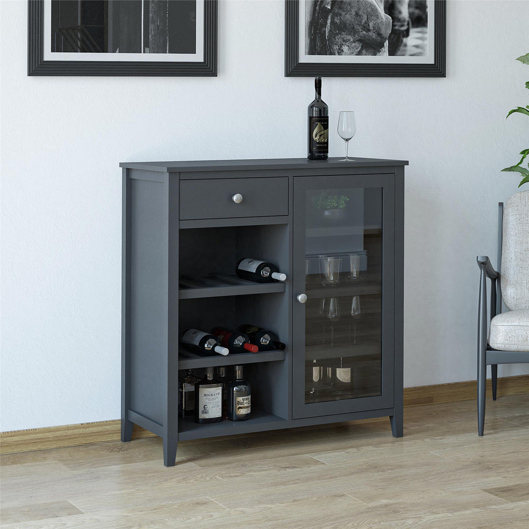 Bar storage with glass door and shelves -  Black