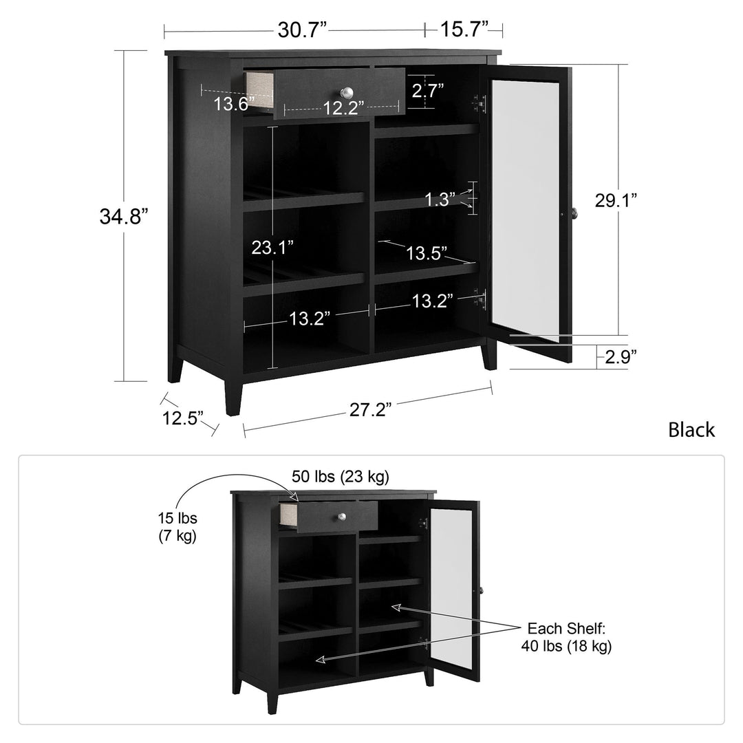 Modern bar cabinet with seven shelves -  Black
