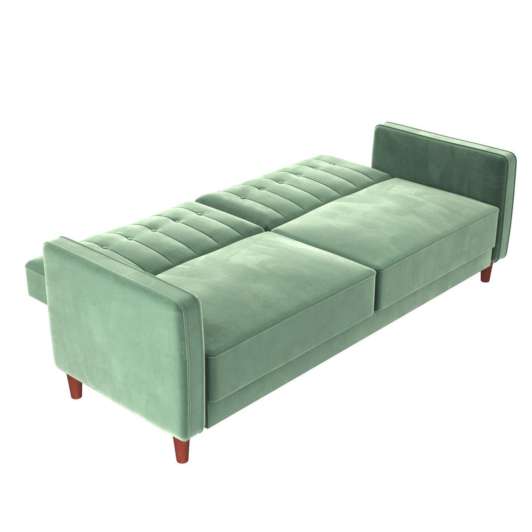 Vertical Stitching and Button Tufting Futon -  Light Green