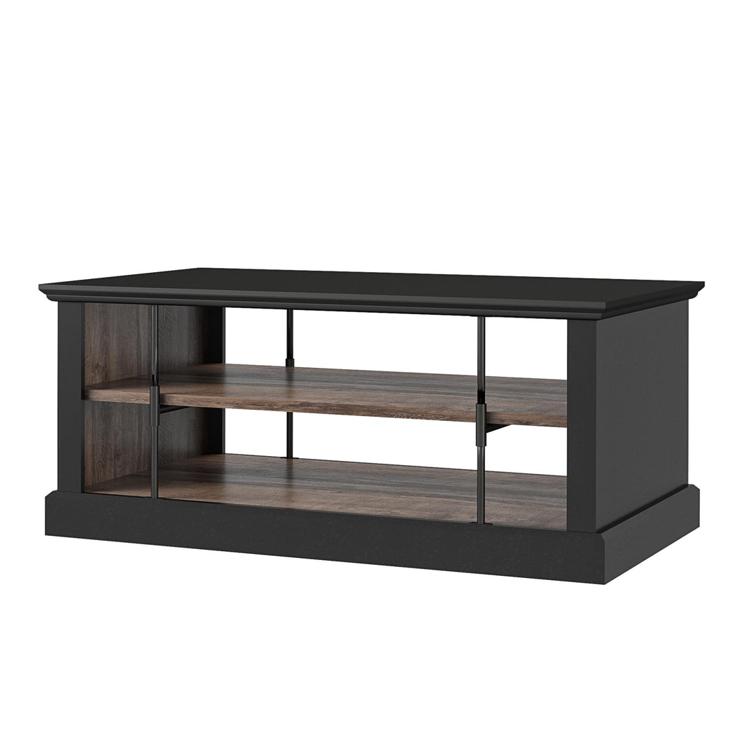 Rustic table with 2 shelves -  Black